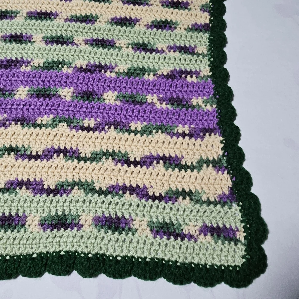 *New* Crochet afghan green purple baby throw blanket  app. 35